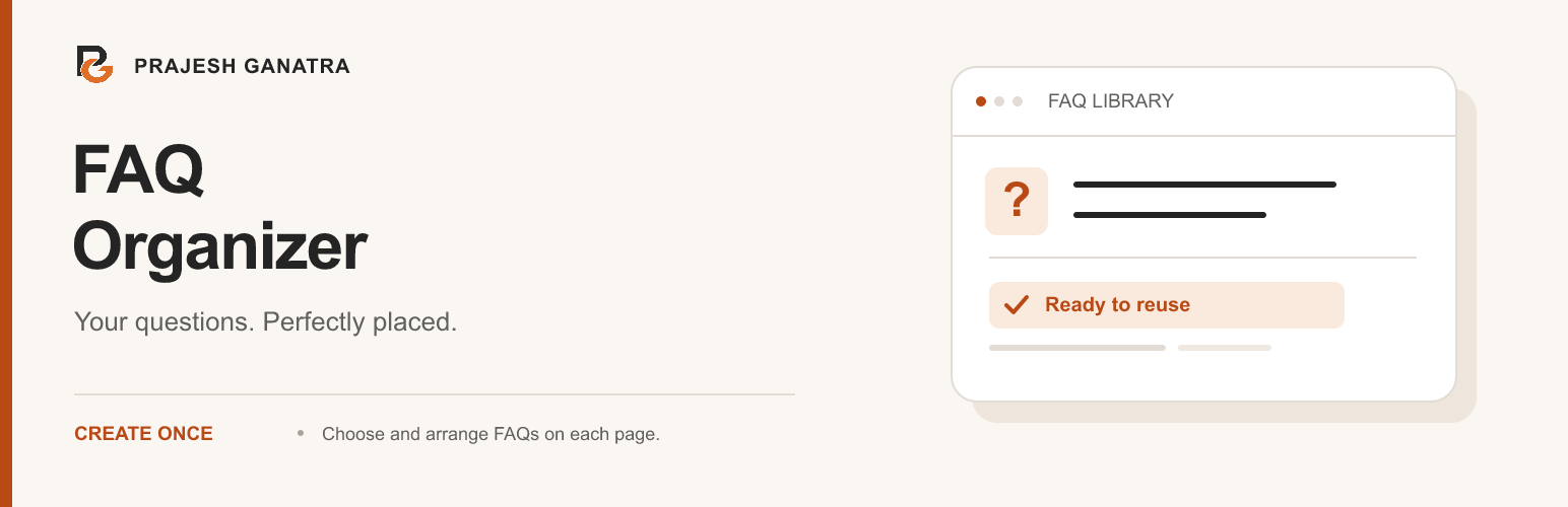 WordPress 外掛 Prajesh FAQ Organizer 的封面圖片