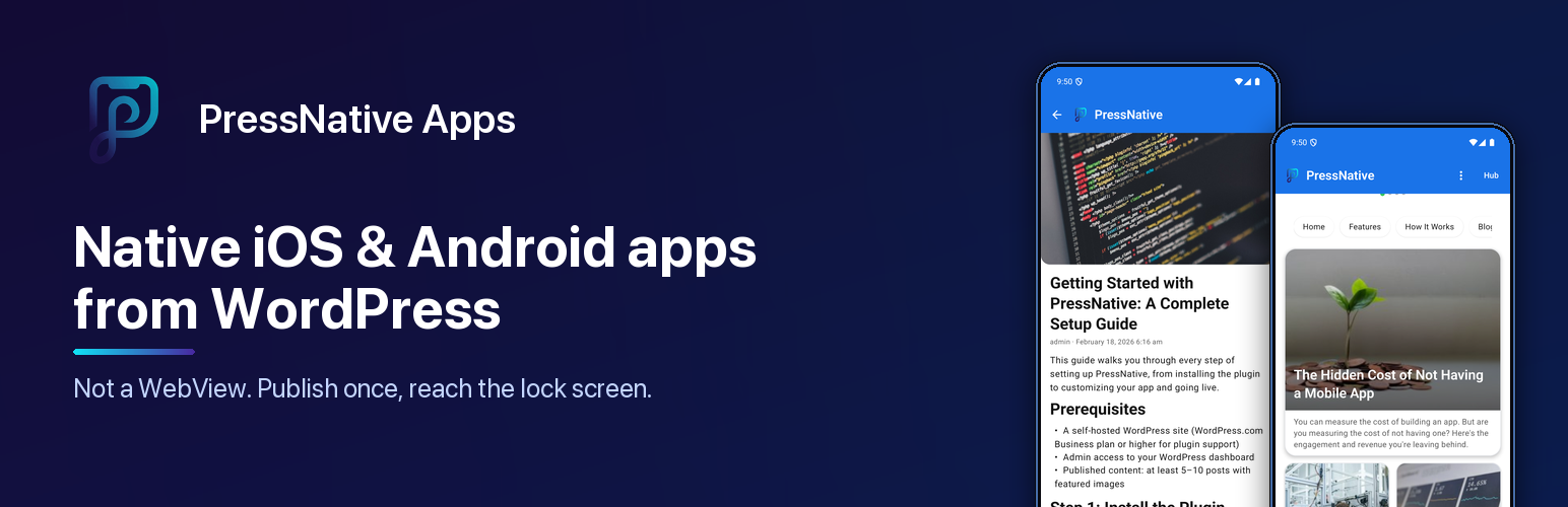 WordPress 外掛 PressNative Apps 的封面圖片