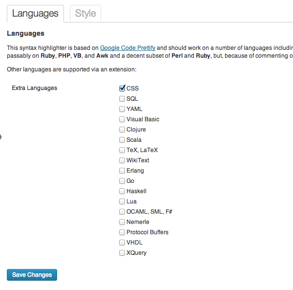 Language options