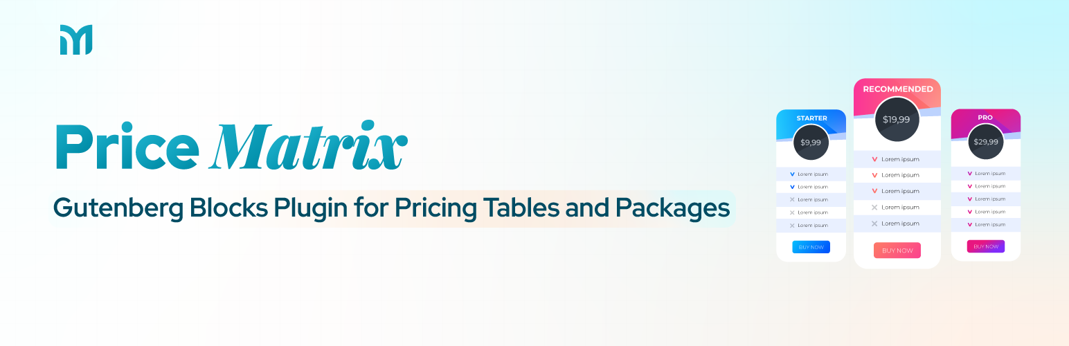 WordPress 外掛 PriceMatrix – The Ultimate Pricing Table 的封面圖片。