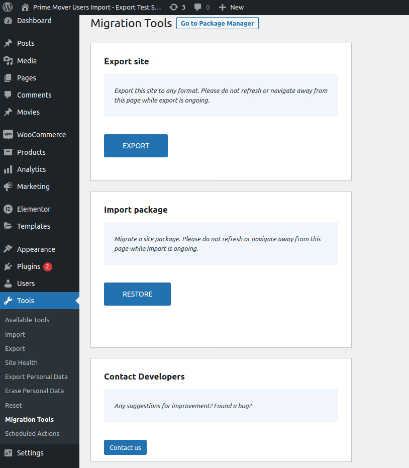 Single-site Migration Tools