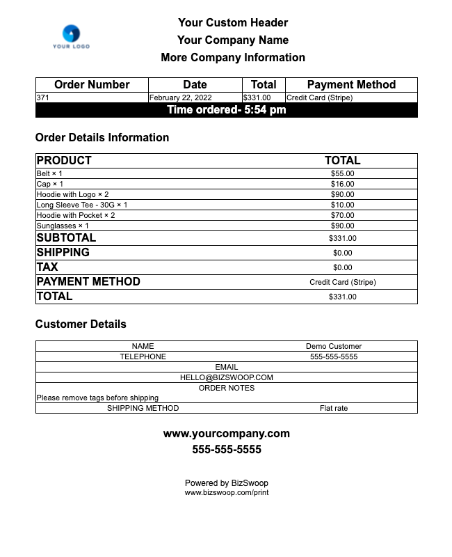 <p>Sample of HTML Receipt/Invoice Template</p>