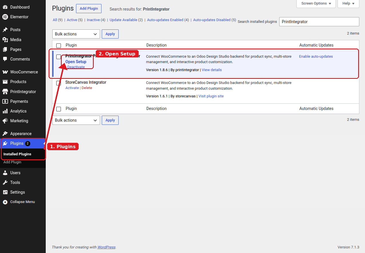 Setup guide — Install the plugin and open Setup from the Plugins screen.