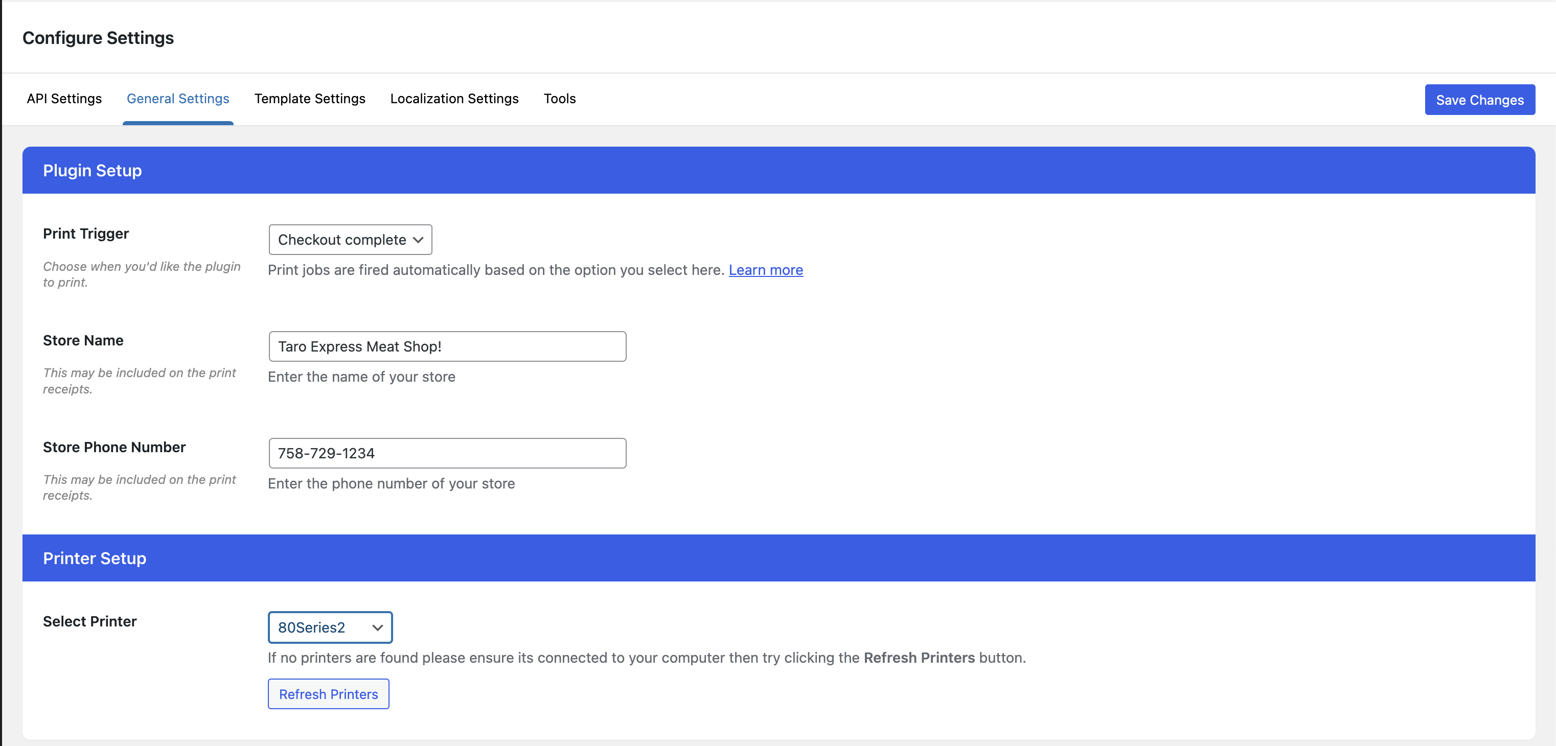 Plugin General Settings.