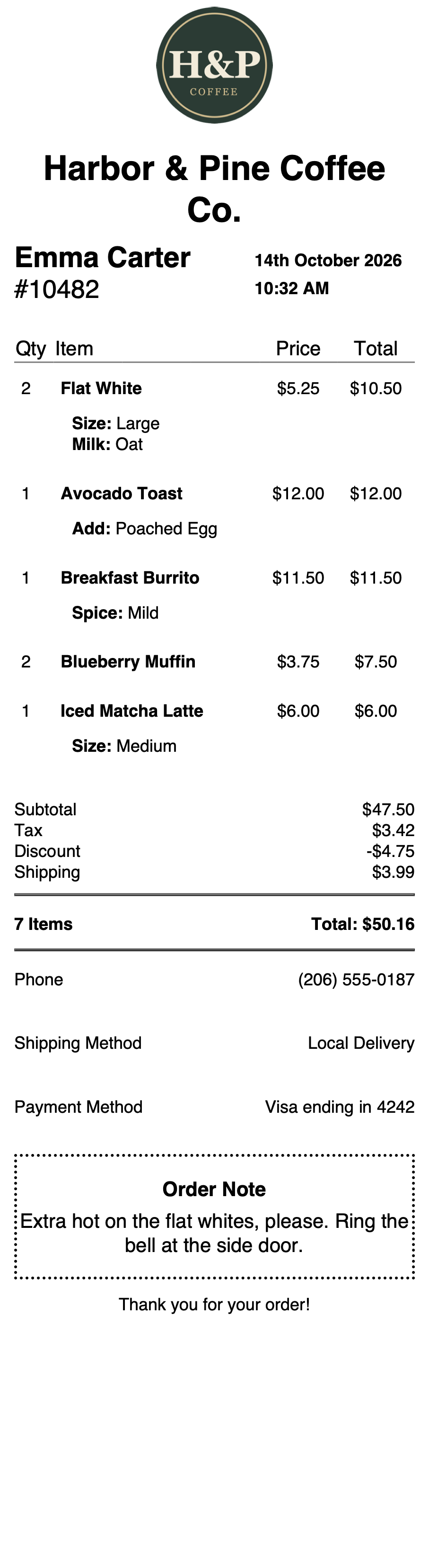 Counter Receipt (Printus Template Generator).