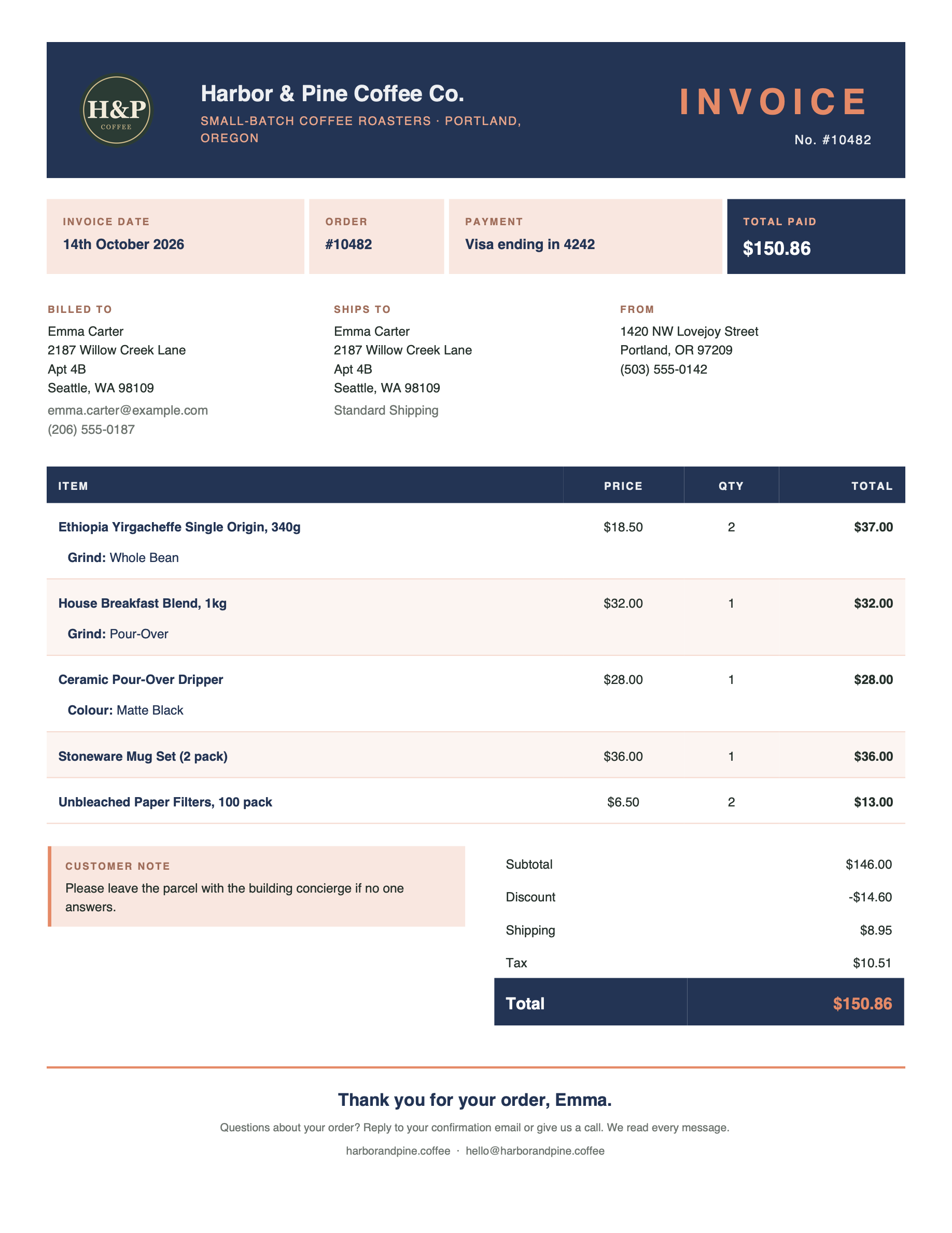 Signature Invoice in a different colour scheme (Printus Template Generator).
