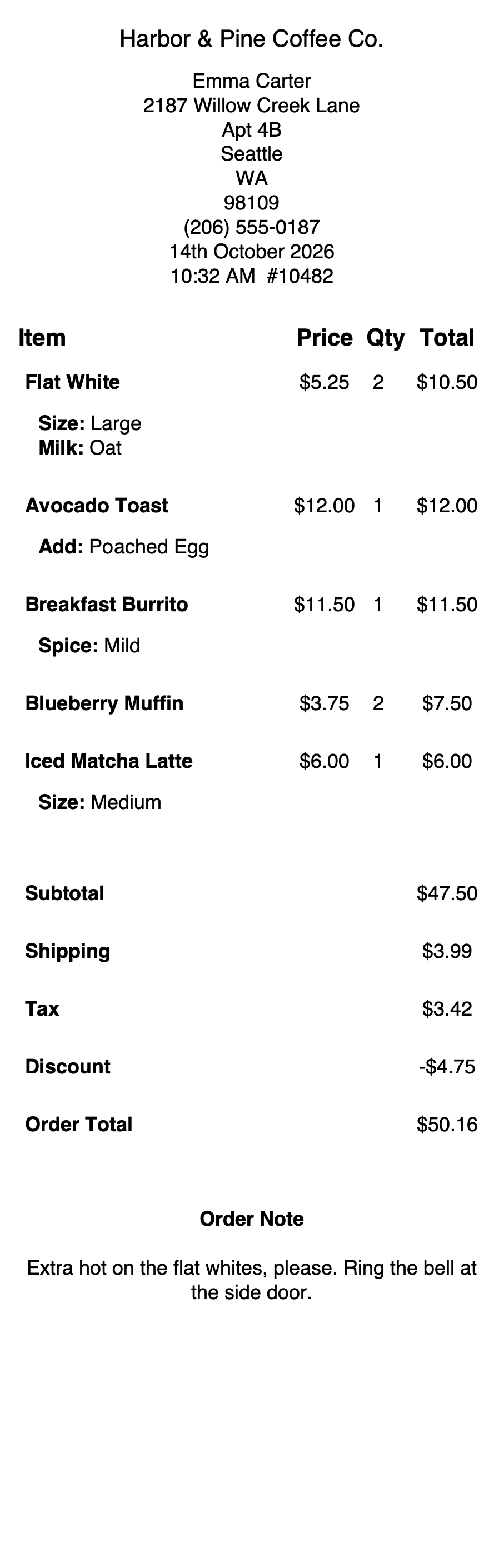 Receipt template for 80mm receipt printers.