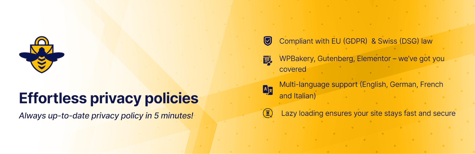WordPress 外掛 PrivacyBee – Privacy Policy 的封面圖片。