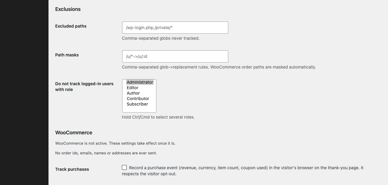 Leave out your own visits and turn on WooCommerce sales tracking.