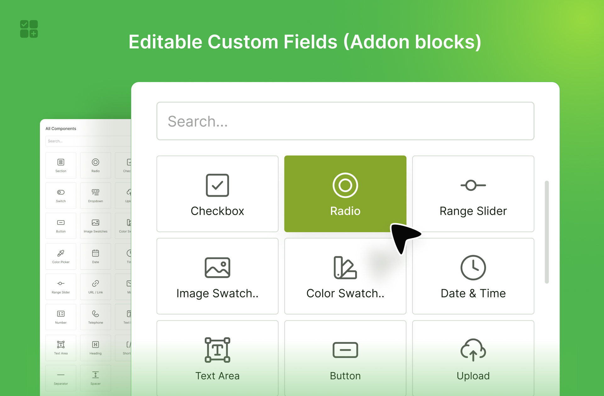 Editable Custom Fields (Addon blocks)