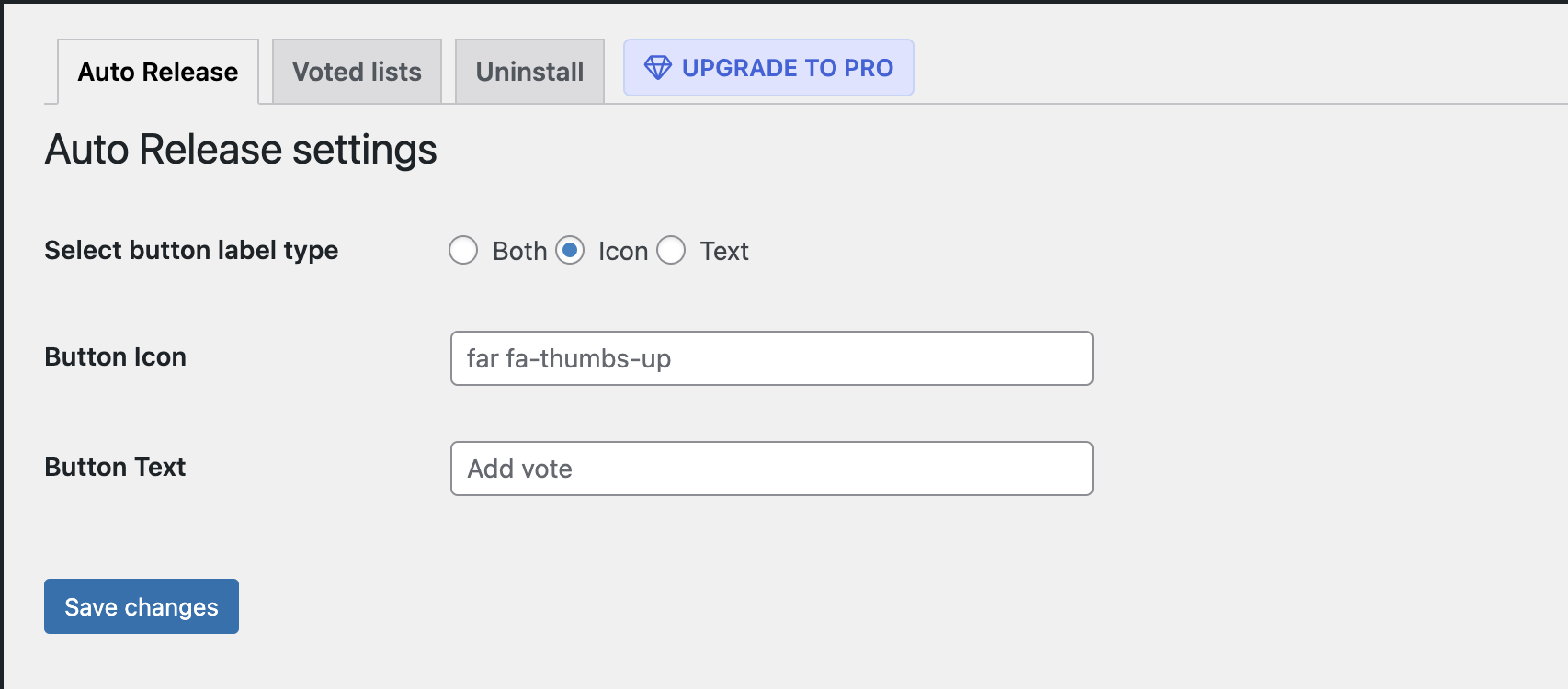 Plugin settings page.