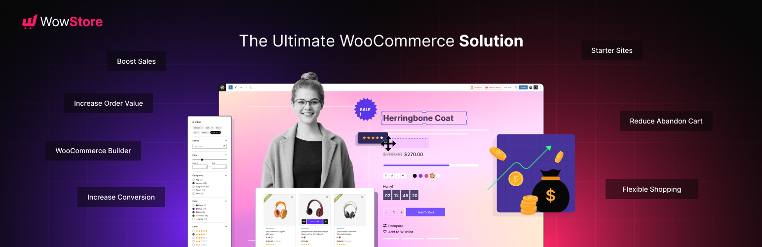 WordPress 外掛 WooCommerce Builder & Gutenberg WooCommerce Blocks – WowStore 的封面圖片。