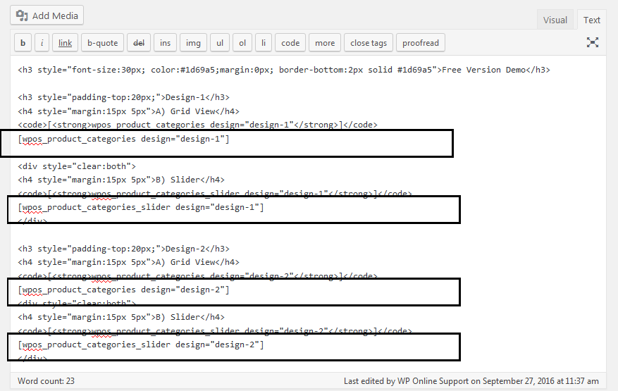 Shortcodes and how to display