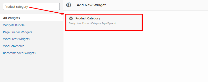 Product category widget for Siteorigin - Backend.