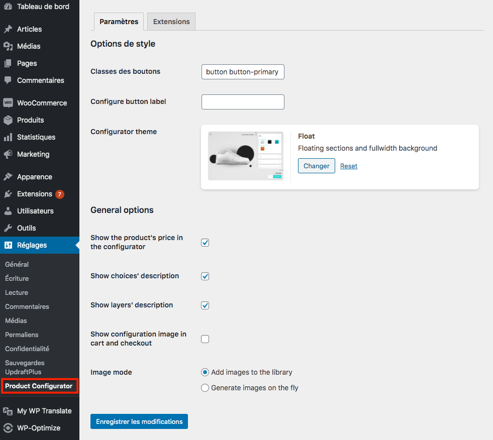 General plugin settings