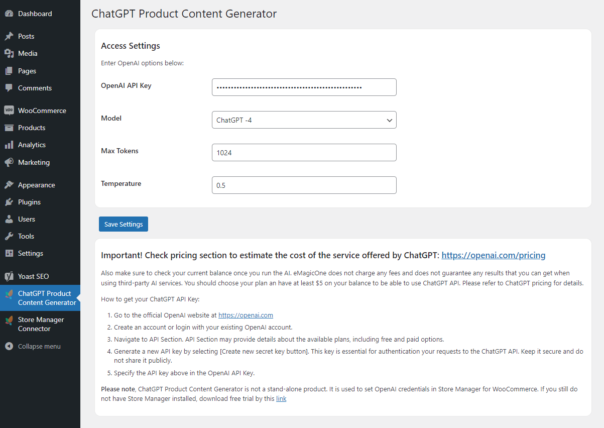 Product Content Generator with ChatGPT for WooCommerce