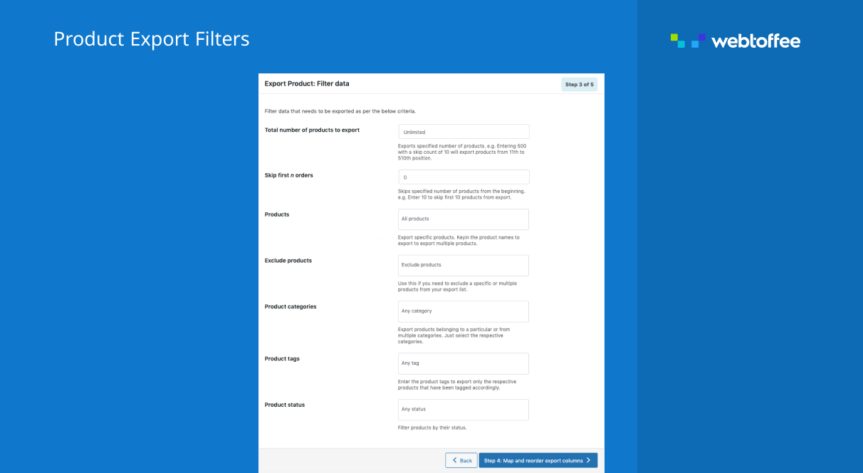 Filter products for WooCommerce product export plugin