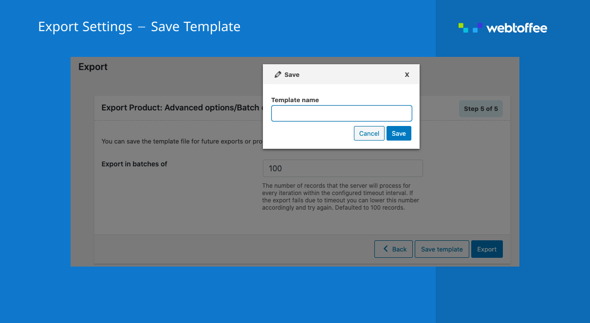 Save export template for WooCommerce product export plugin