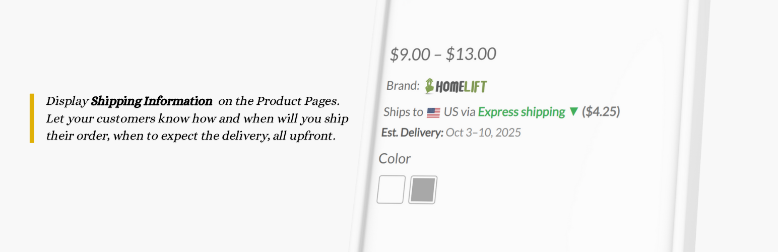 Product Page Shipping for WooCommerce