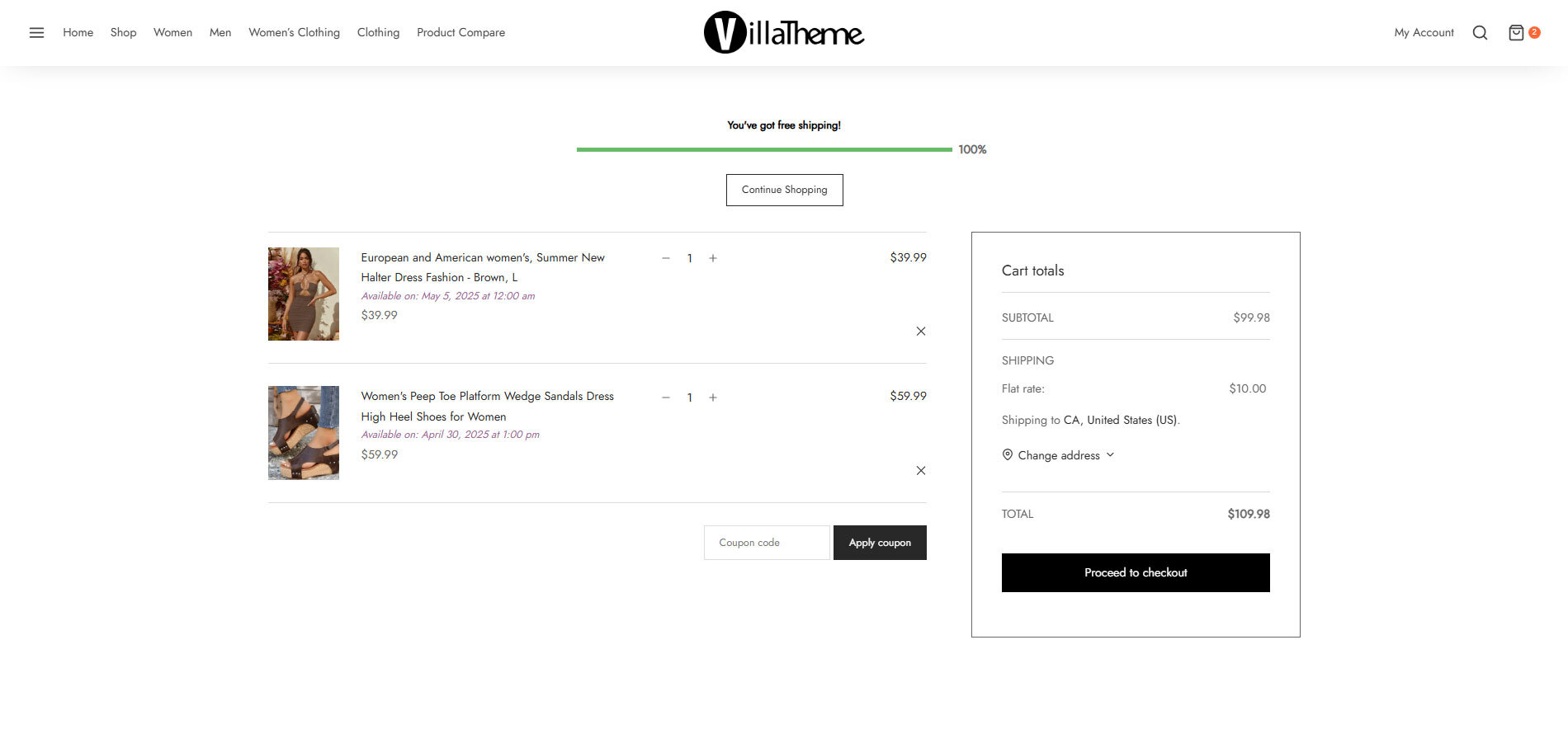 Pre-order product on cart page
