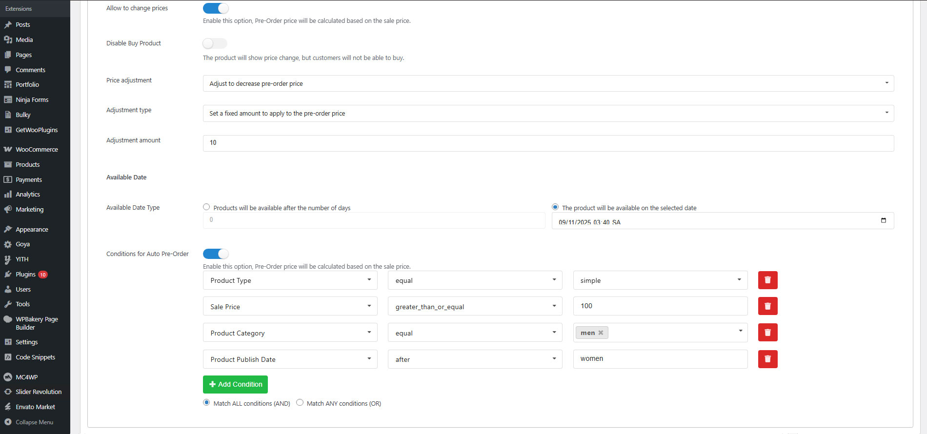 Pre-order product on shop page