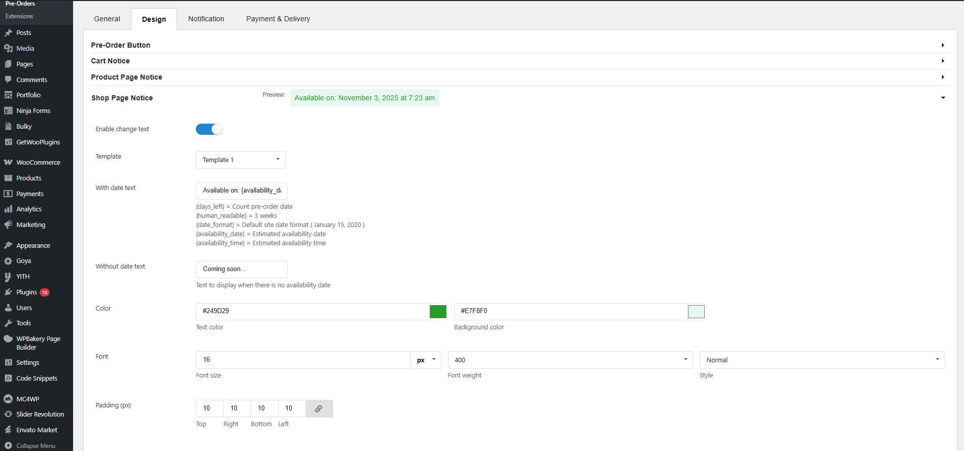 Pre-order simple product