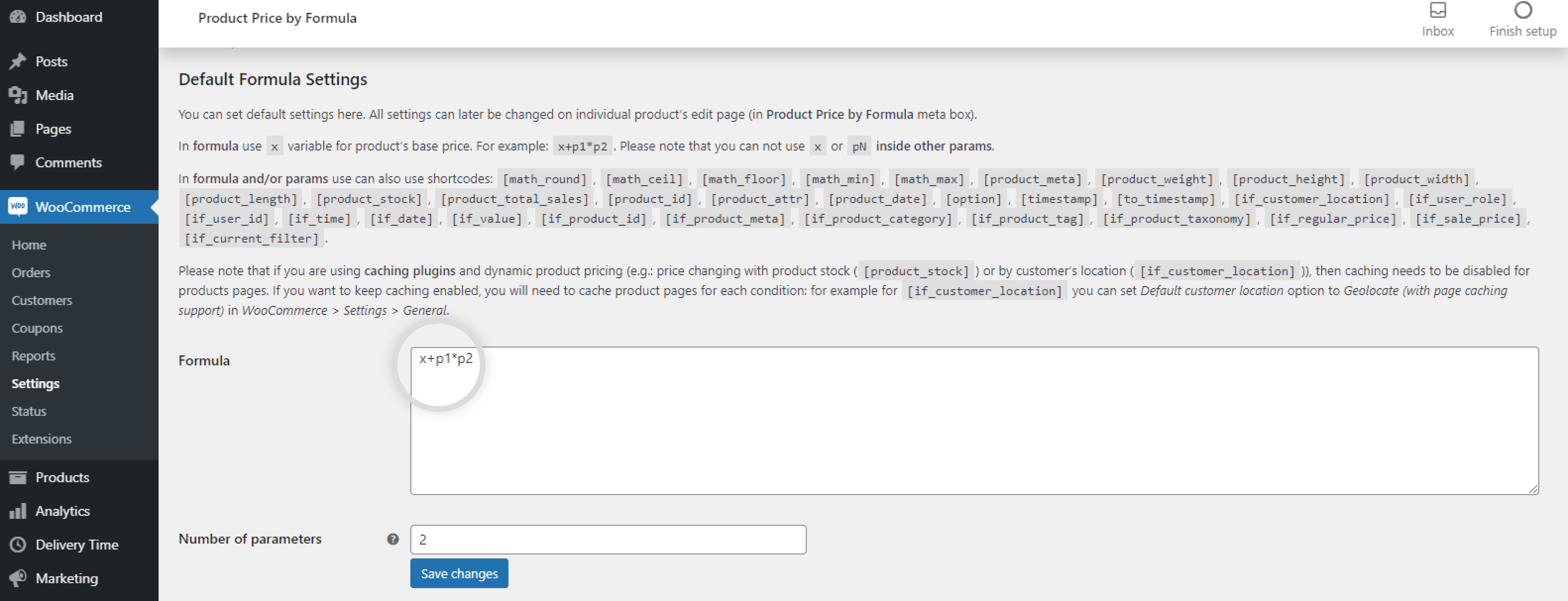 Default Formula Settings