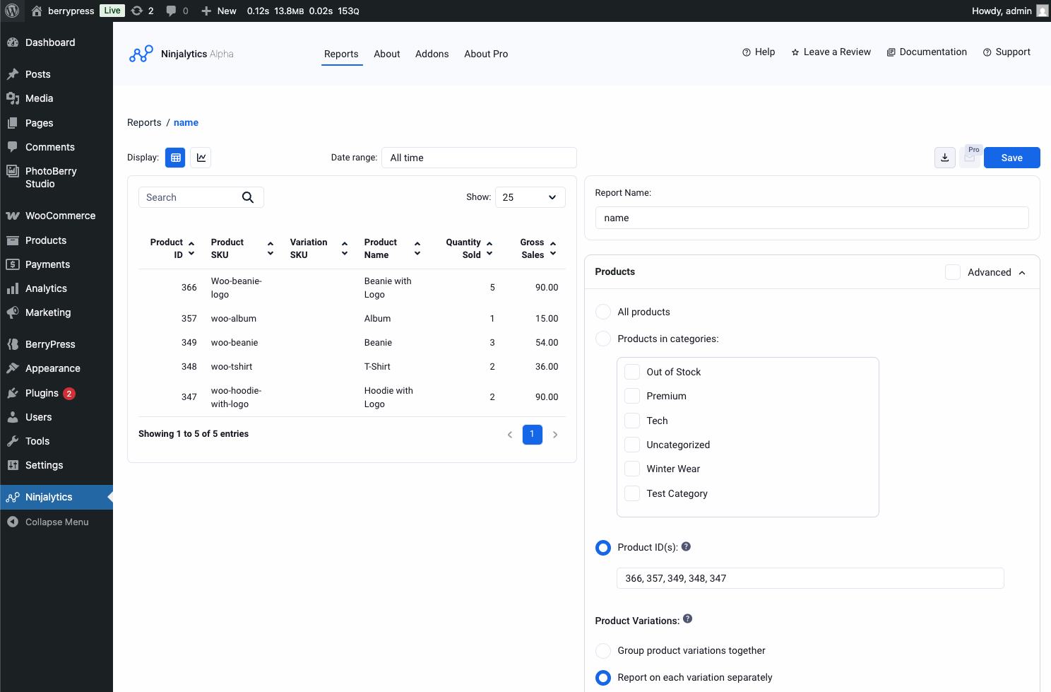 Ninjalytics (formerly Product Sales Report) - Screenshot 4