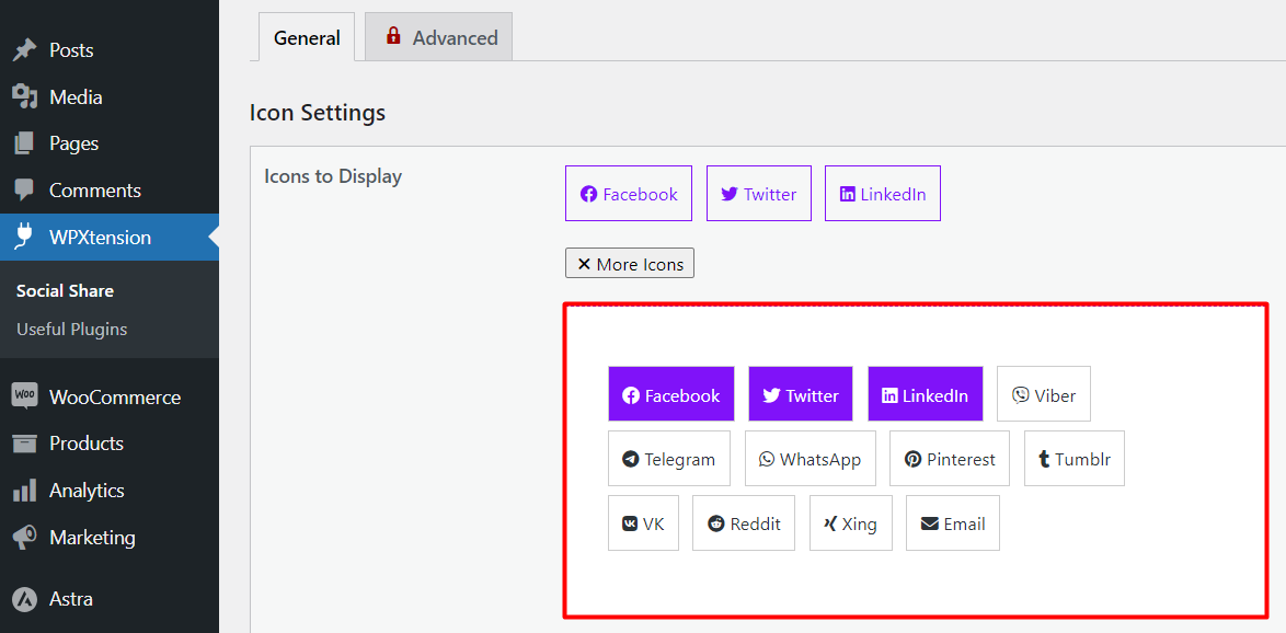 Available Social Icons.
