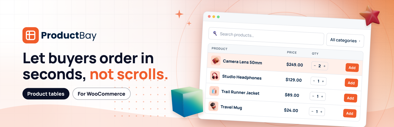 ProductBay – High-Performance Product Table for WooCommerce preview