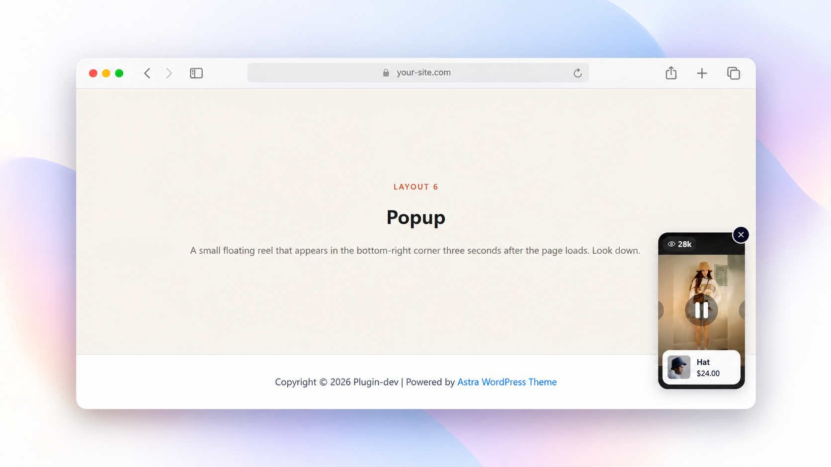 Floating video popup.