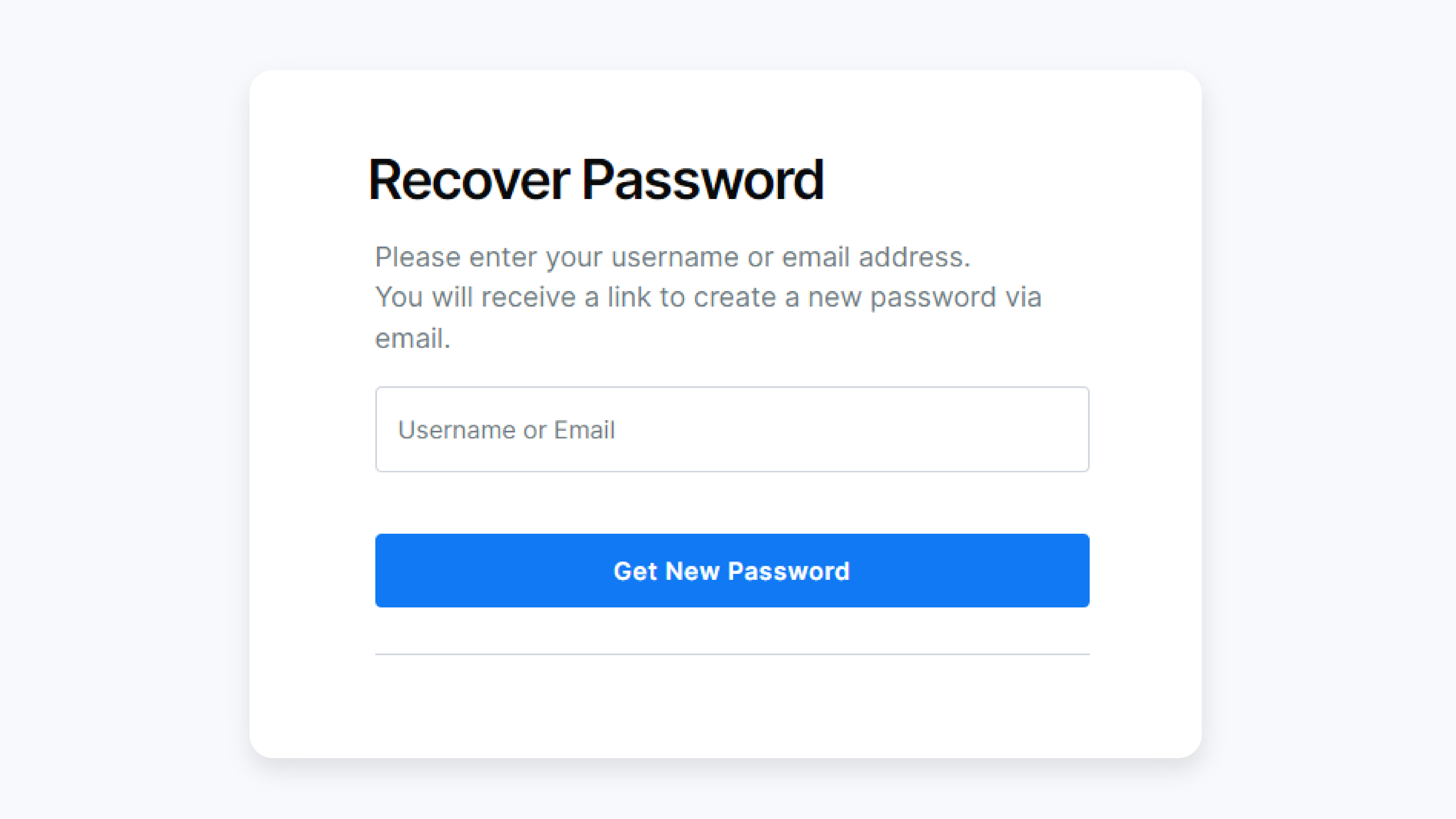 Recover Password Page