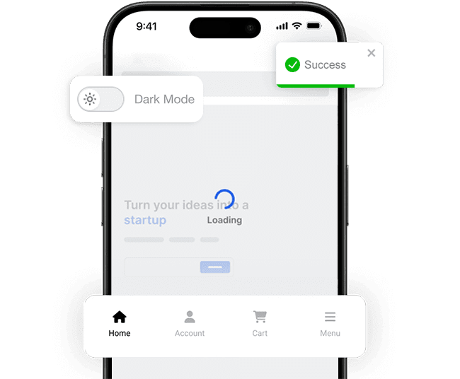App-like UI Components - Seamlessly integrate features such as loaders, pull-to-refresh, dark mode, navigation tabs, and more.