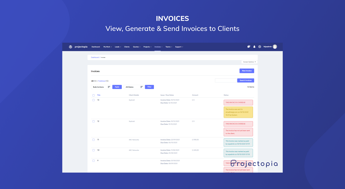 Invoices - View, Generate &amp; Send Invoices to Clients