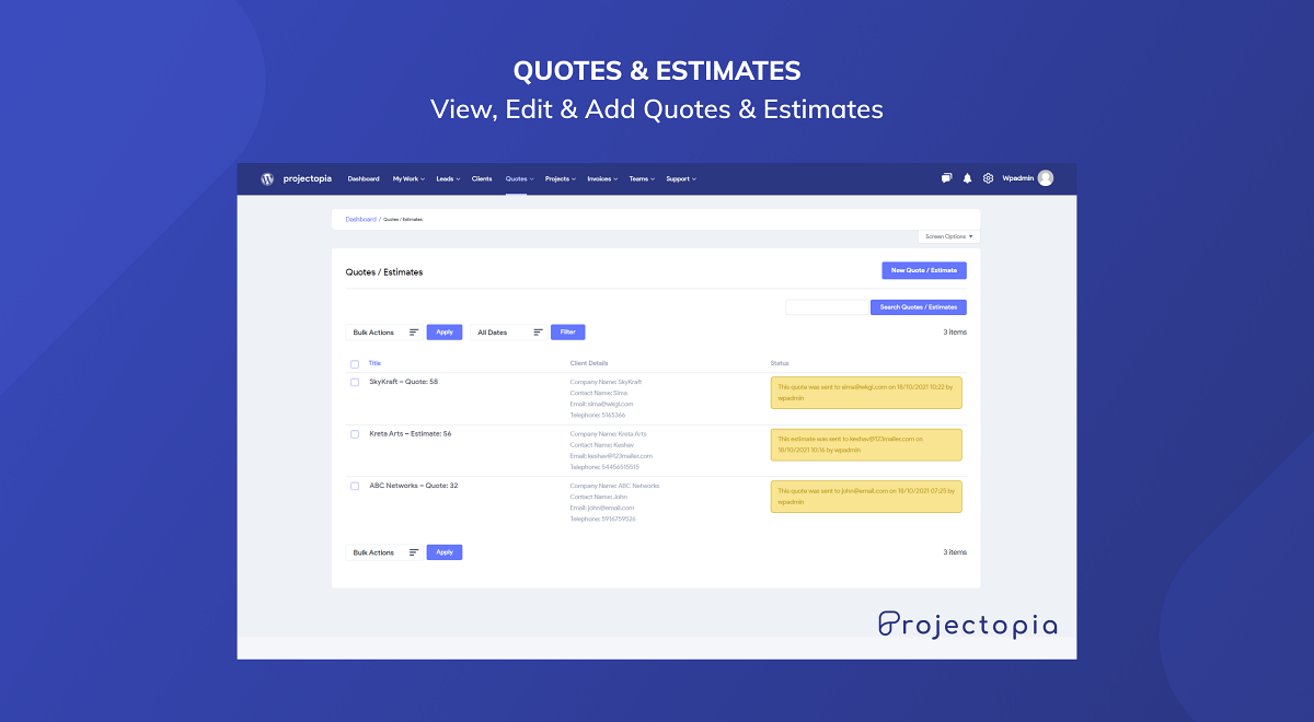 Quotes &amp; Estimates - View, Edit &amp; Add Quotes &amp; Estimates