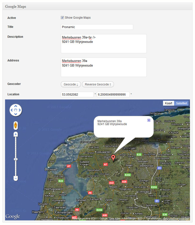 <p>Meta box where you can easily manage the Google Maps / GEO data.</p>