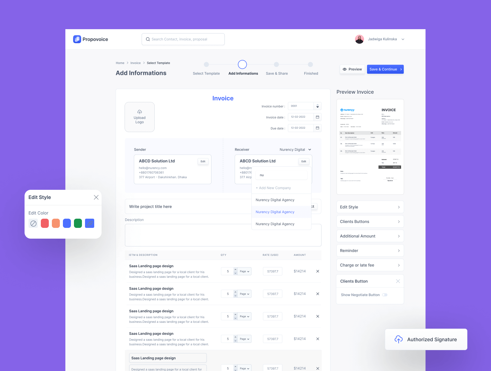 Invoice Estimate Builder