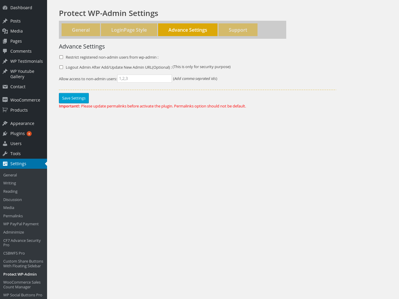 Restriction Settings