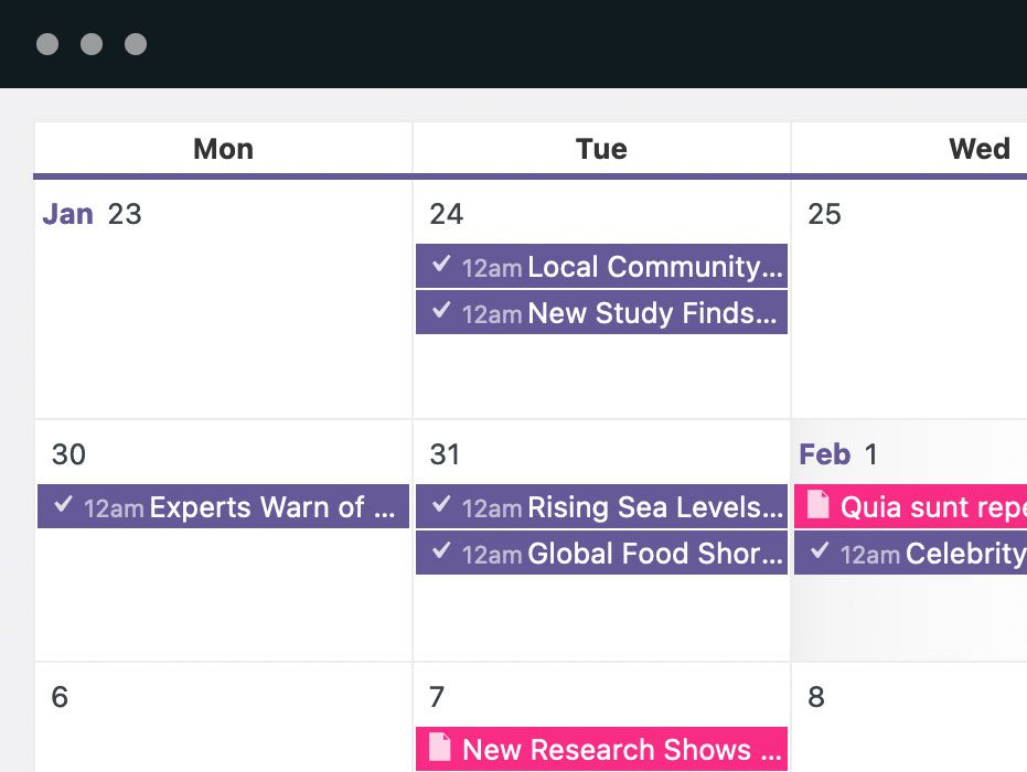 Content Calendar: Using the Content Calendar, you’re able to see when content is planned, and when it is published.