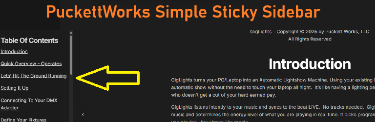 Puckettworks Super Simple Sticky Sidebar