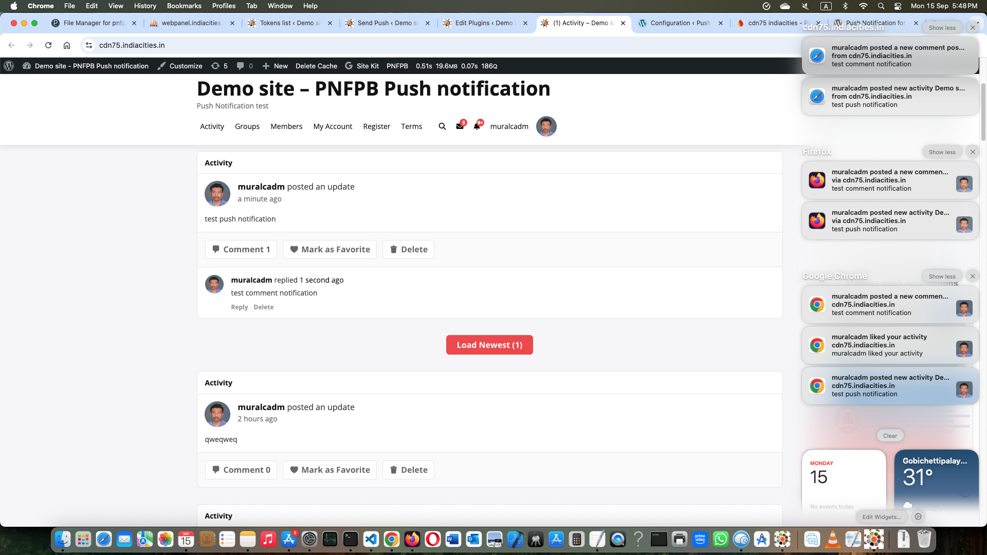 Push Notification for Post and BuddyPress