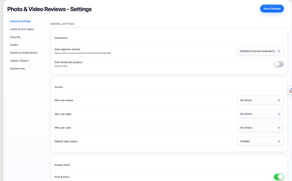 Plugin settings page with card-based UI