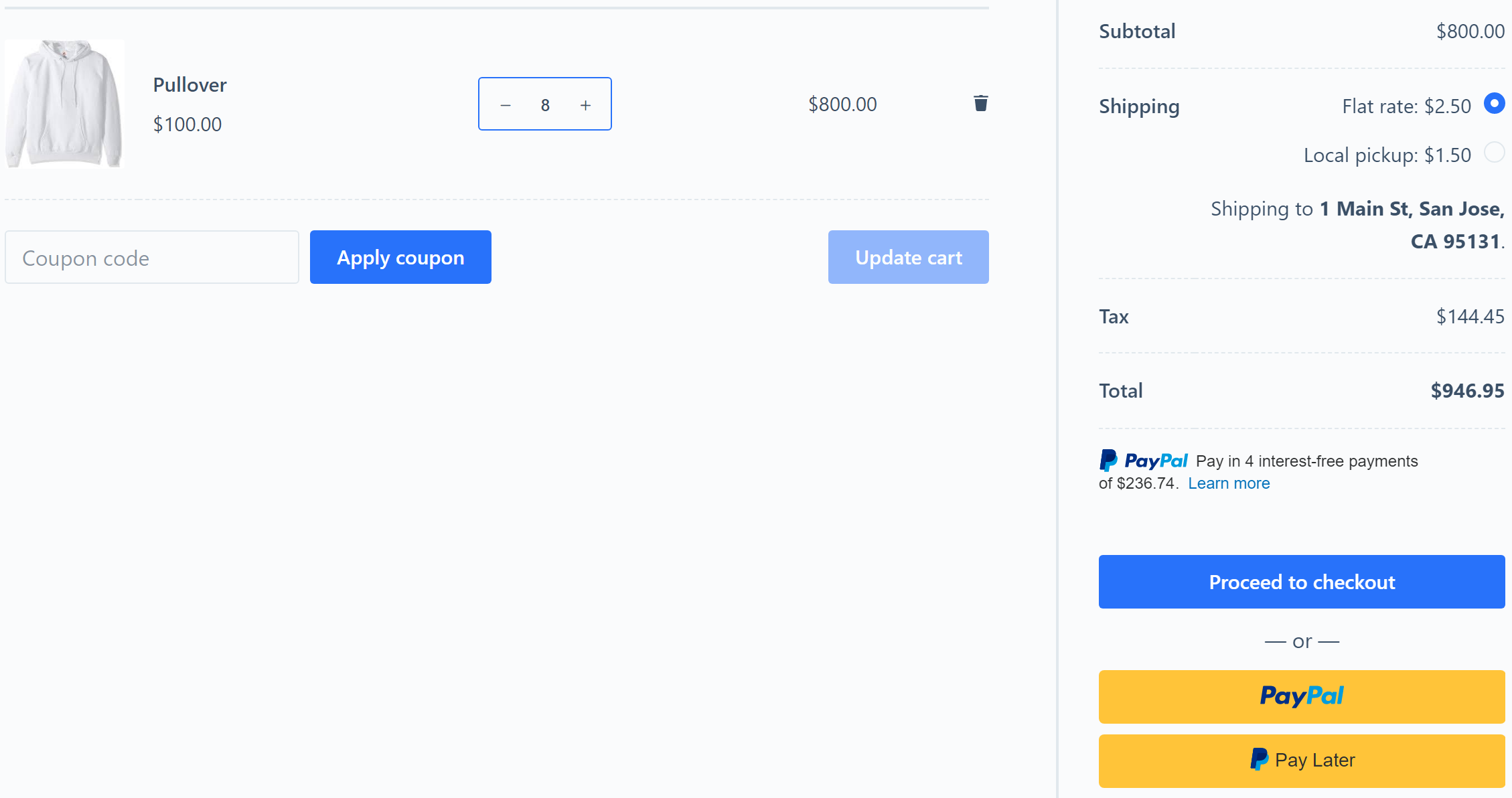 Offer payment buttons and display Pay Later messaging on the cart page