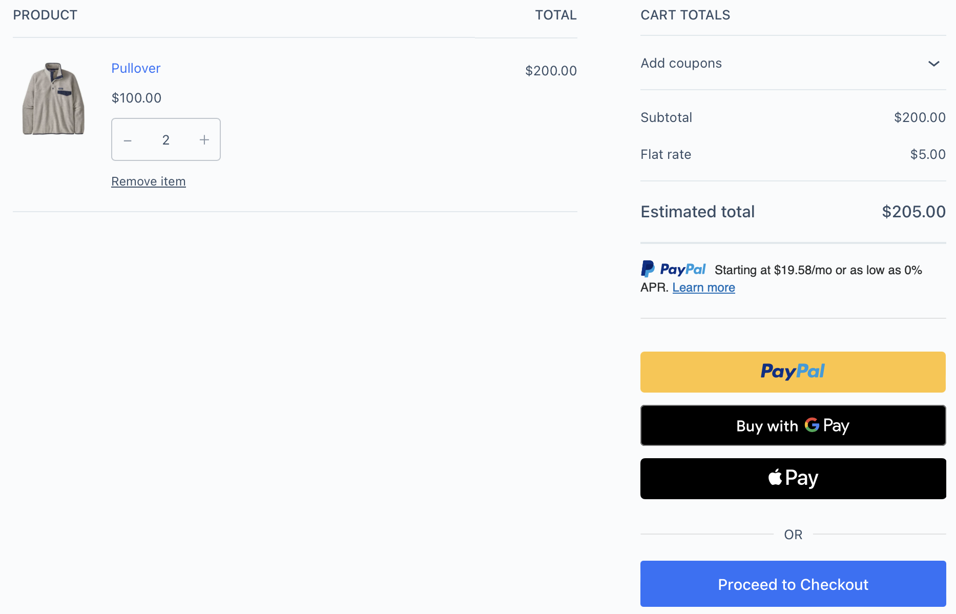 Offer payment buttons and display Pay Later messaging on the cart page