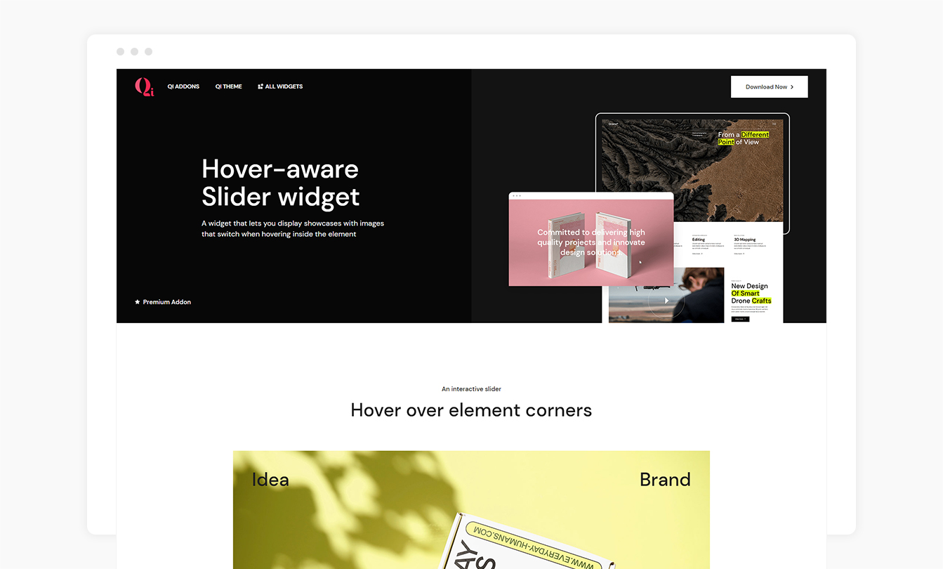 Hover-Aware Slider widget.