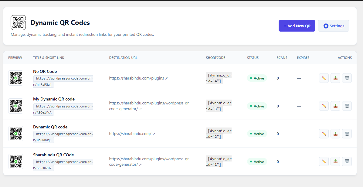 Dynamic QR code manager (Pro)