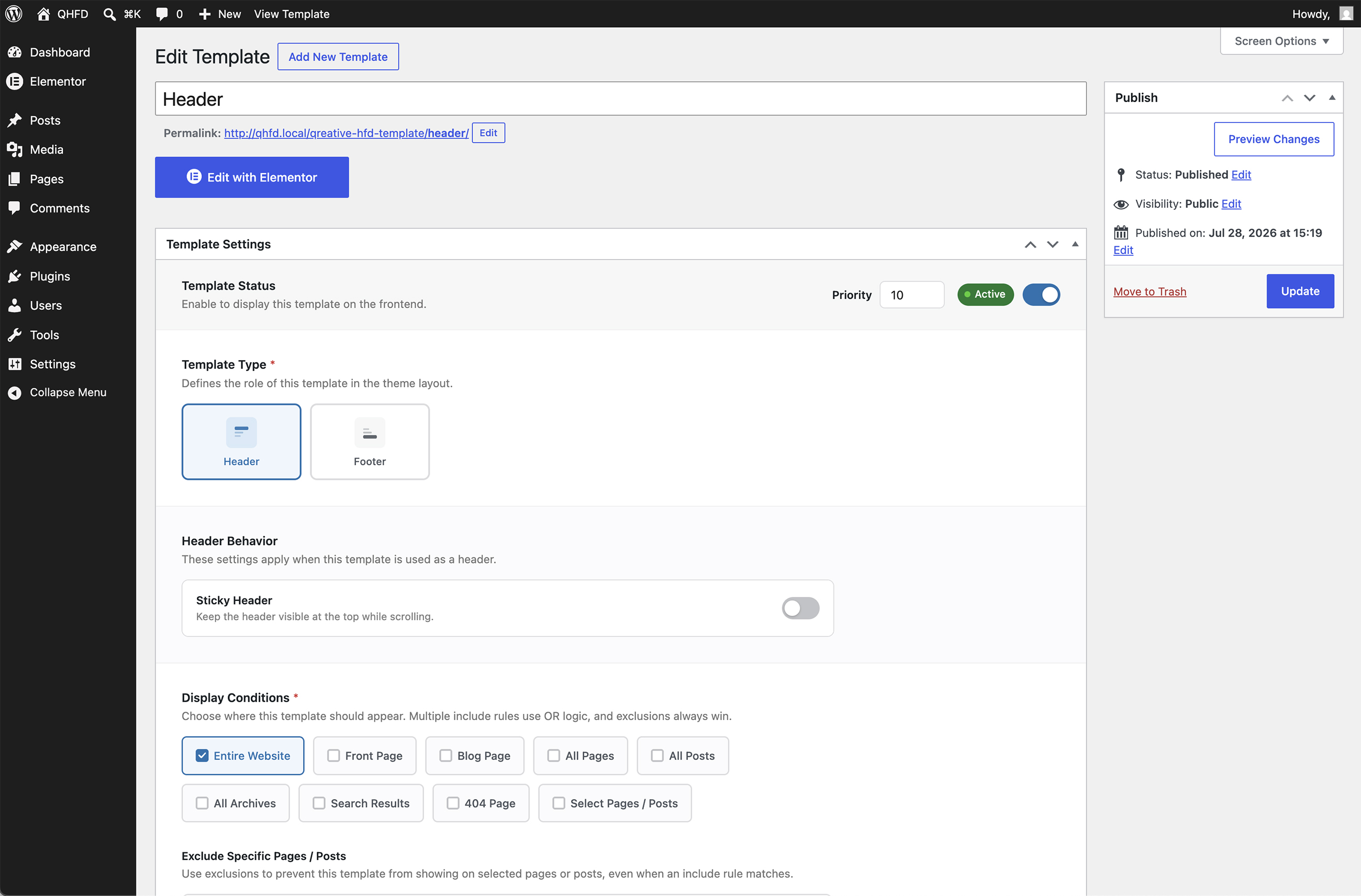 Qreative Header Footer Designer