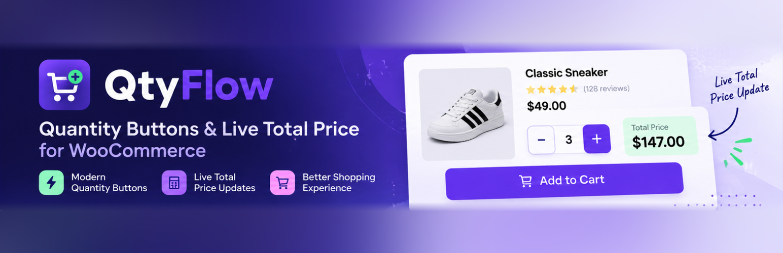 QtyFlow – Quantity Buttons & Live Total Price for WooCommerce