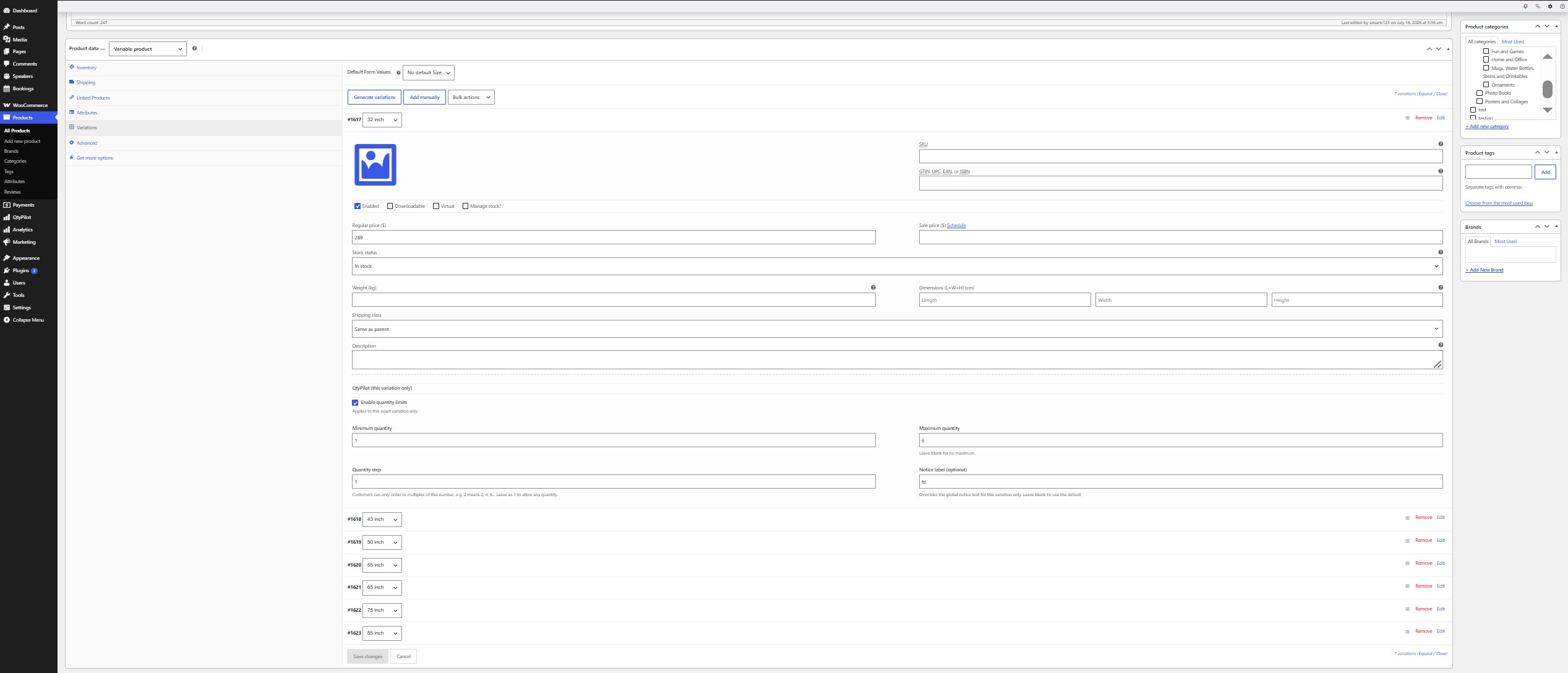 Customer notice banner and quantity step in action on a Simple Product page.