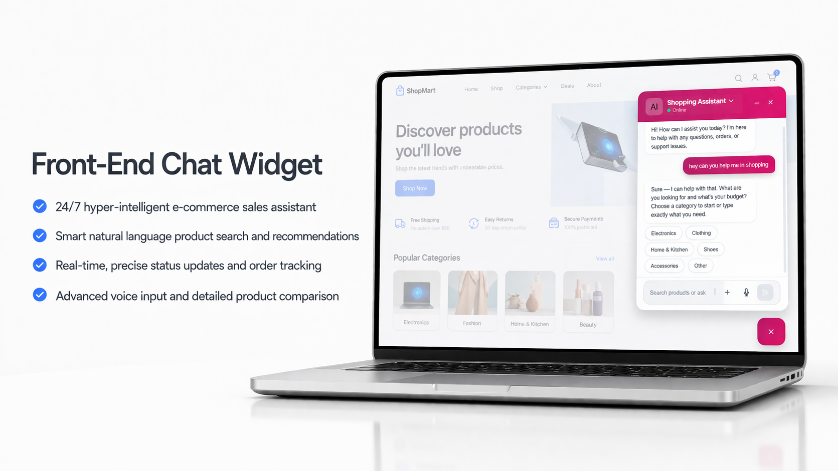 Chat widget on the storefront